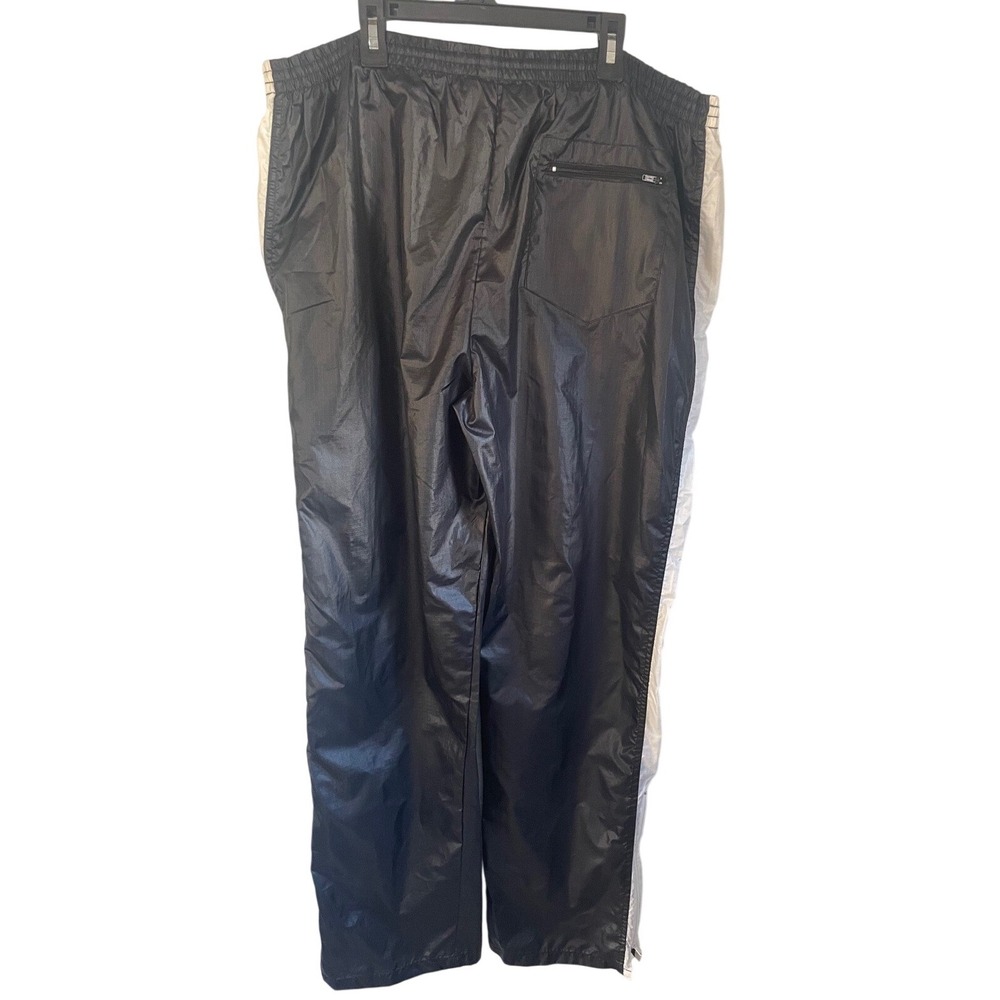 Trax 90's Mens Black Nylon Track Pants Pocket Side Stripe Zipper Bottom XL - Picture 2 of 8